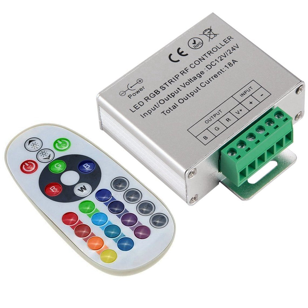 DC 12V-24V 18A LED Lights Controller 24Key RGB Remote Controller for 3528 5050 RGB LED Strip Lights, RGB Led Module Lights