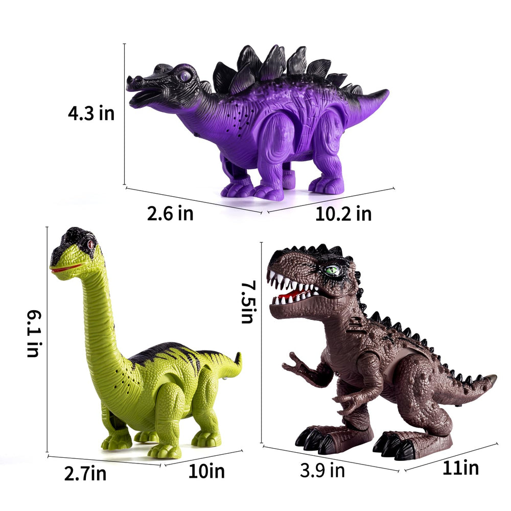 TEMI 3 Pack Electric Walking Dinosaur Toys for Toddlers