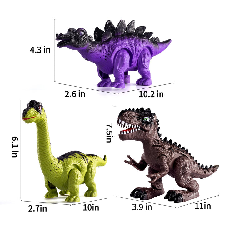 TEMI 3 Pack Electric Walking Dinosaur Toys for Toddlers