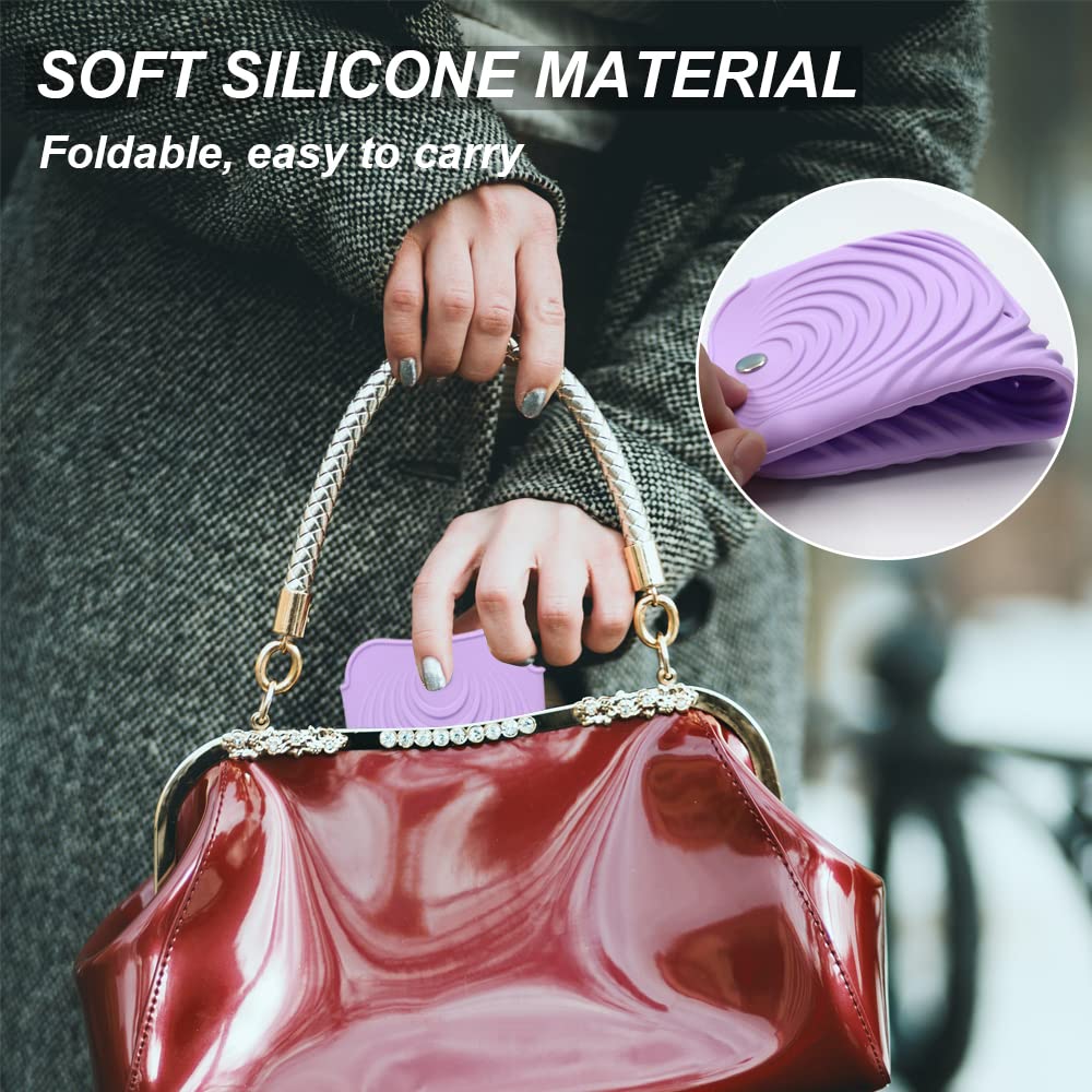 Heat Resistant Silicone Mat Pouch for Hair Straightener, Non-Slip Travel Pad Cover for Curling &amp; Flat Iron, Portable Styling Heat Mat Holder for Curler Wand and Hot Waver (Purple)