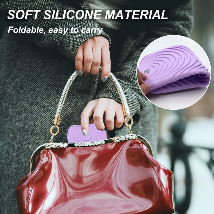 Heat Resistant Silicone Mat Pouch for Hair Straightener, Non-Slip Travel Pad Cover for Curling &amp; Flat Iron, Portable Styling Heat Mat Holder for Curler Wand and Hot Waver (Purple)