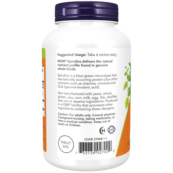 NOW Foods Supplements, Organic Spirulina 500 mg with Vi
