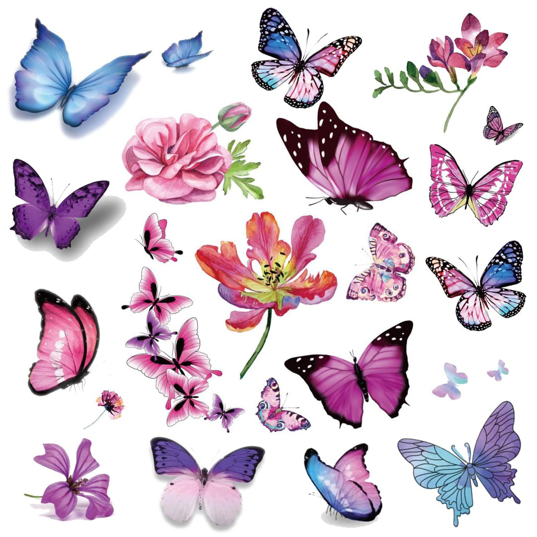 3D Butterfly Temporary Tattoos, 120 Styles Butterfly Tattoos Stickers for Women and Girls, Realistic Semi Permanent Fake Tattoos for Adults, Butterfly Party Decorations
