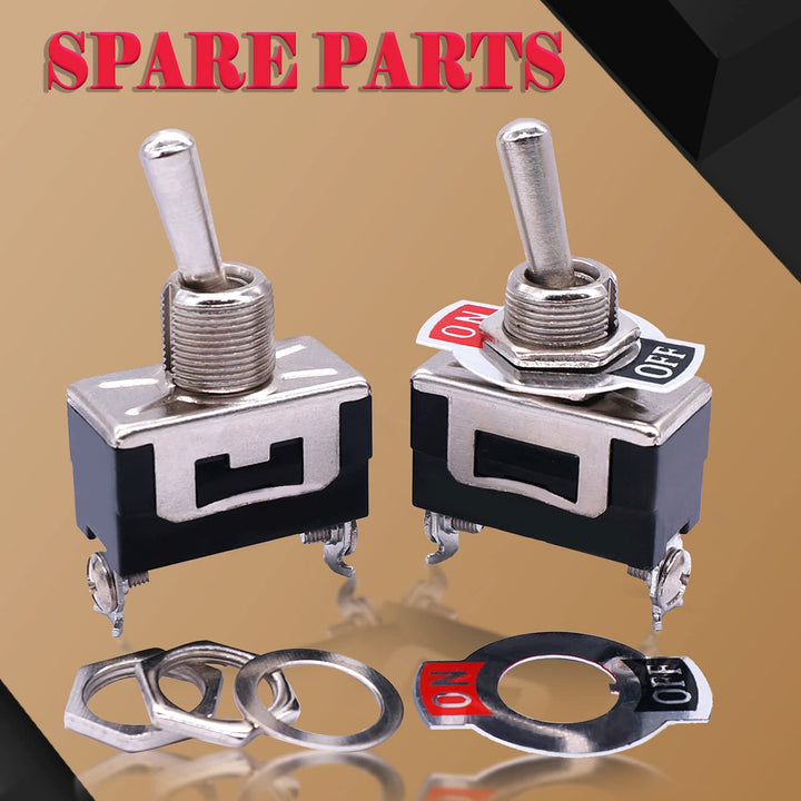 /3Pcs Heavy Duty Rocker One-Side Momentary Toggle Switch 16A 250V AC SPST 2 Position 2 Pin (ON)-Off Switch with Metal Bat Waterproof Boot Cap Cover KL-B112MZ