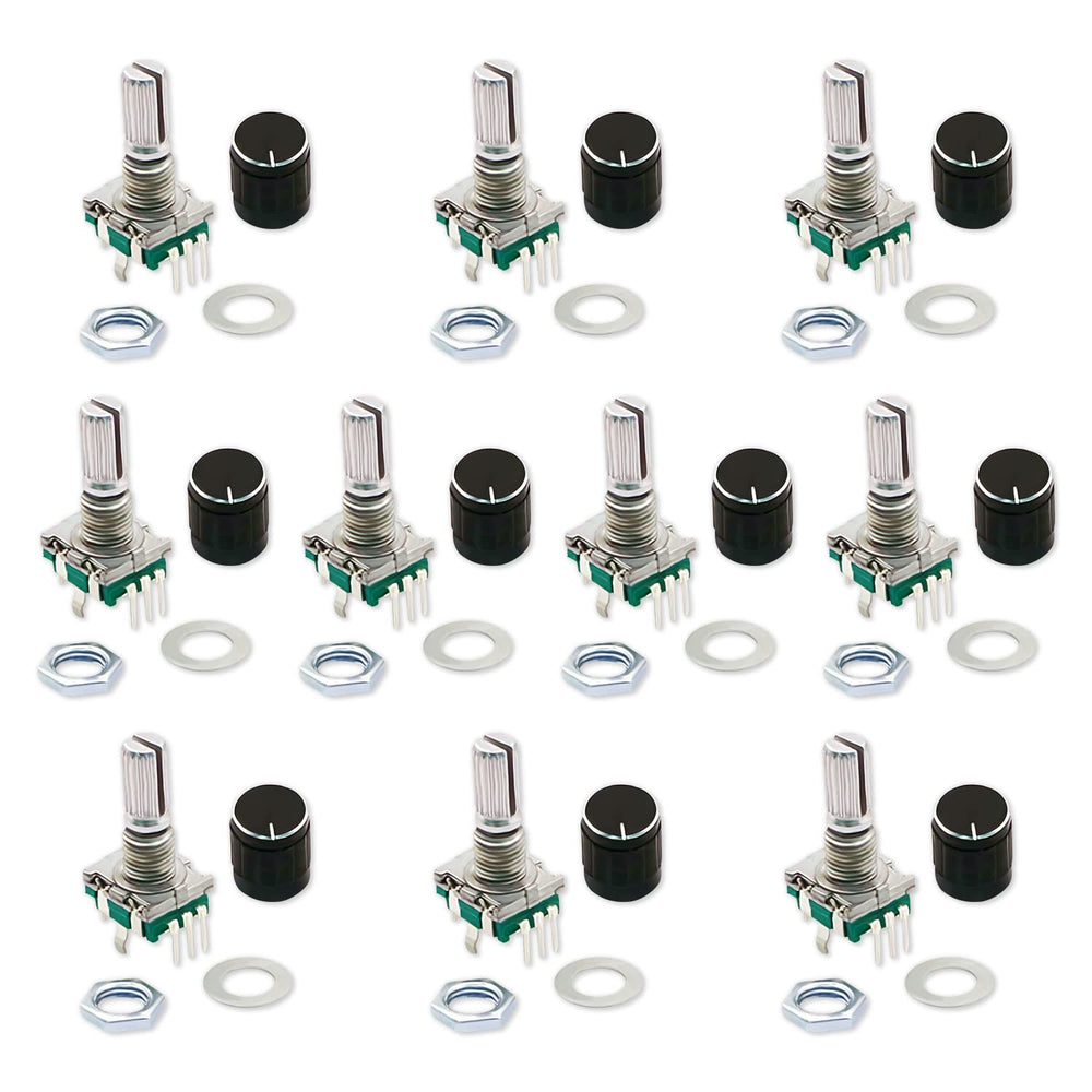 10 Set 360 Degree EC11 Rotary Encoder - Digital Potentiometer with 20mm Code Push Button Switch and Knob Cap for Arduino