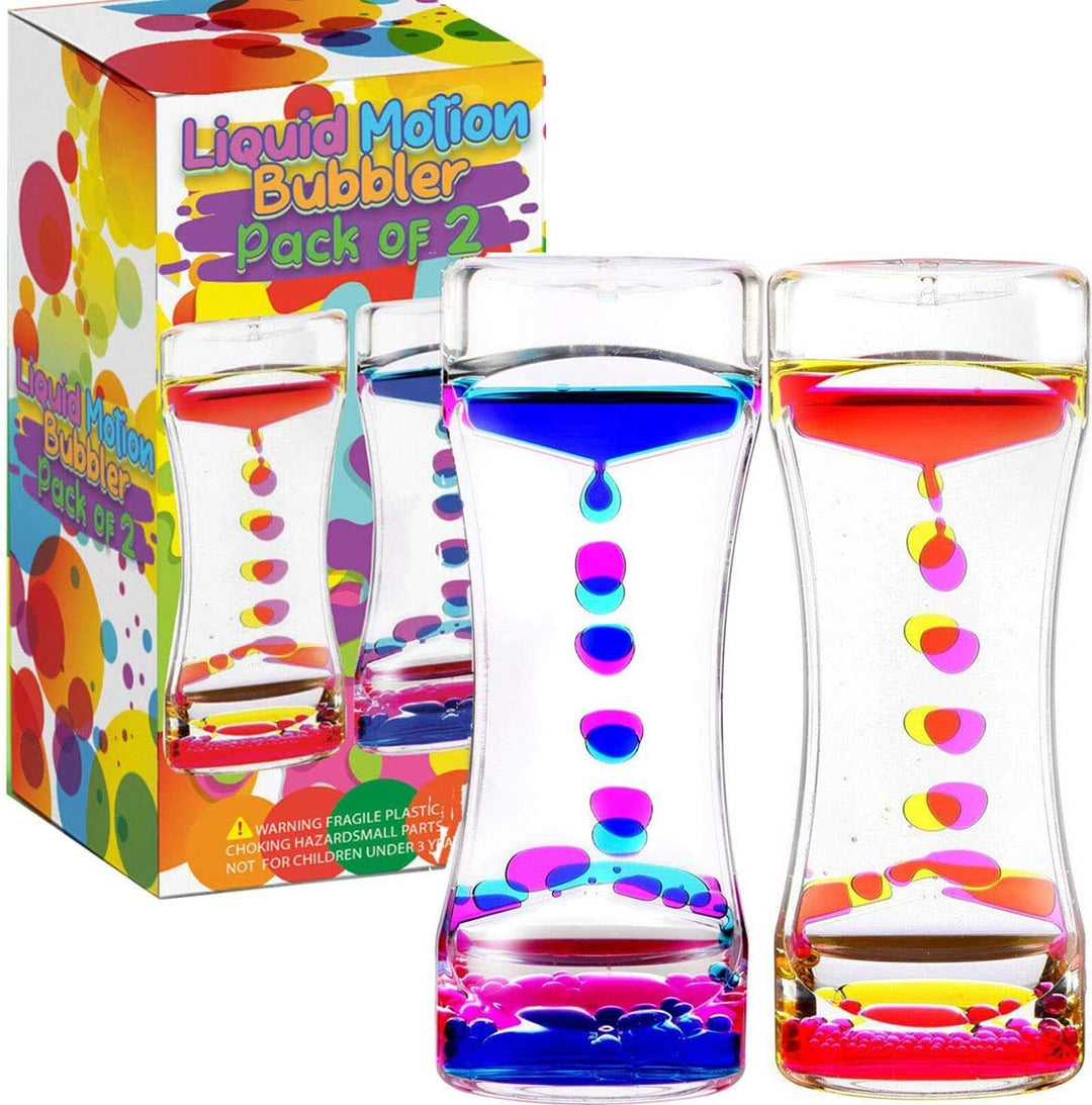 Liquid Motion Bubbler Sensory Timer, 2 Minute – Big Calming Sensory Bubble Toy for Kids with Autism ADHD Anxiety or Special Needs (2 Pack)