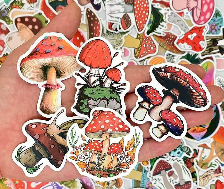 100 Pcs Aesthetic Mushroom Stickers, Waterproof Vinyl Mushroom Decor for Water Bottle, Laptop, Car, Journaling, Phone