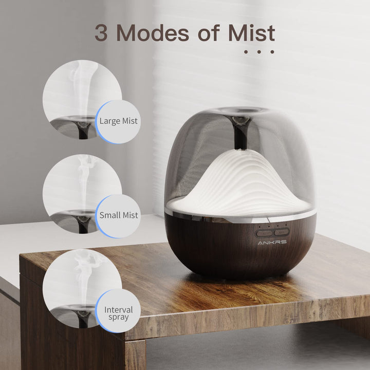 Smart WiFi Essential Oil 600ml Air Diffuser &amp; Humidifier Compatible with Alexa/Google Home, Mountain Scent Diffuser with Multicolor LED, Timer for Bedroom Large Room and Home-Black Walnut