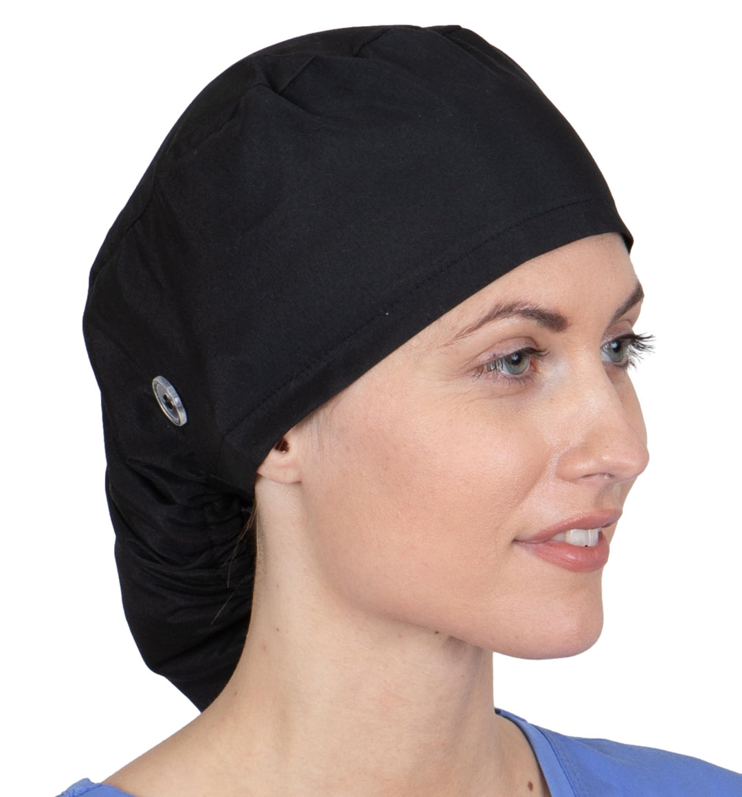 Scrub Caps for Women &amp; Men - Surgeon Caps - Surgical Scrub Caps with Buttons, Surgeon Hat - Medical Caps - Black (Regular)