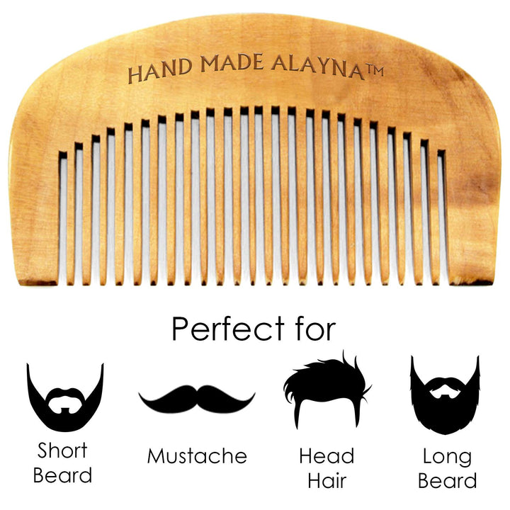 Hand Crafted Wooden Beard and Mustache Comb- Ideal for Applying Beard Oil
