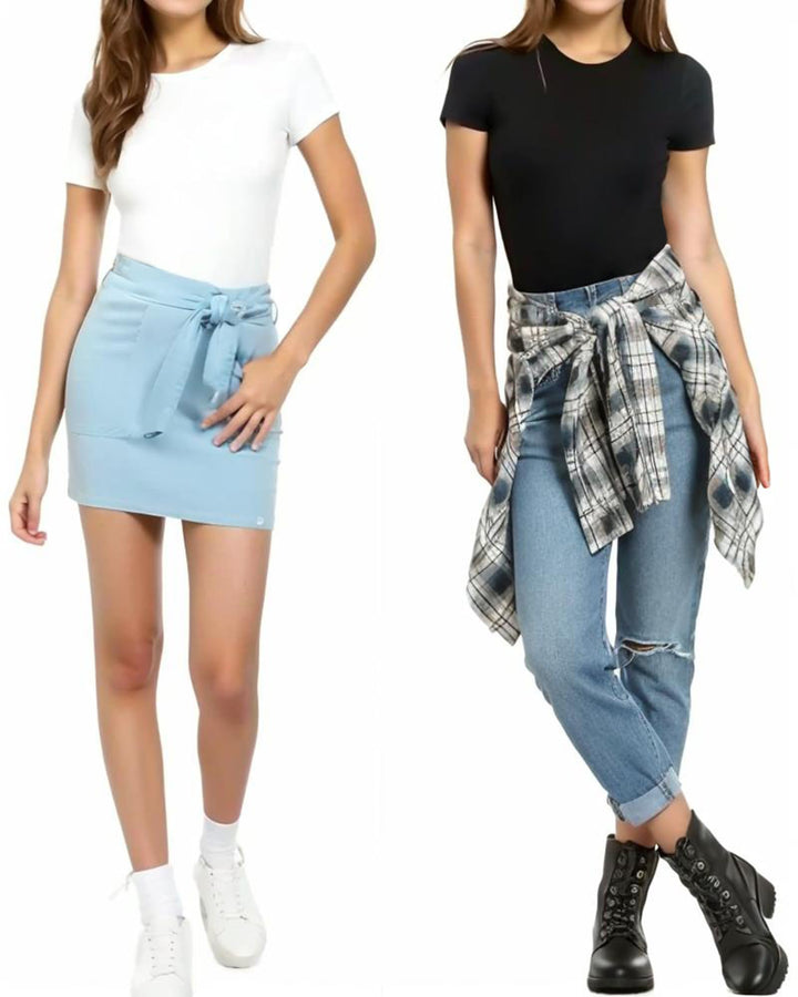 Women&#39;s Round Neck Short Sleeve T Shirts Basic Bodysuits