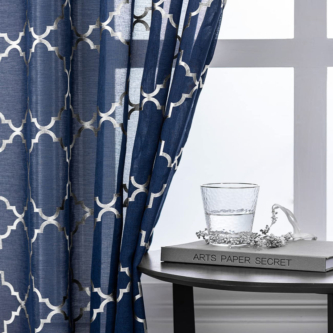 Kotile Black and Silver Curtains 84 Inch Length - Metal