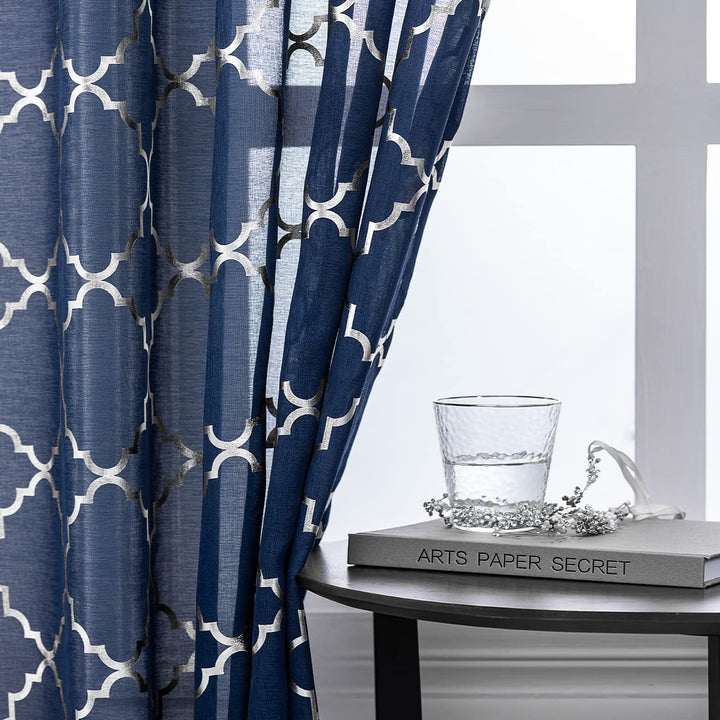 Kotile Black and Silver Curtains 84 Inch Length - Metal