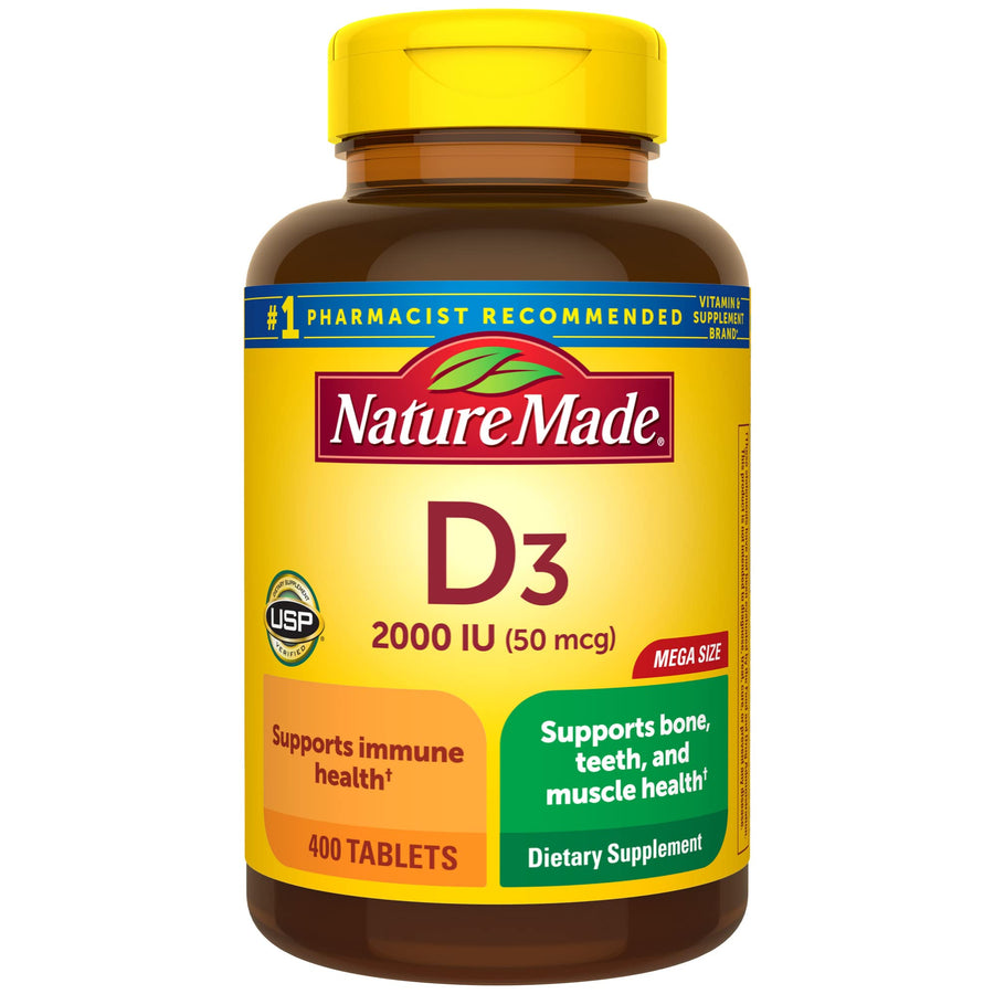 Vitamin D3 2000 IU (50 mcg), Dietary Supplement for Bone, Teeth, Muscle and Immune Health Support, 400 Tablets, 400 Day Supply