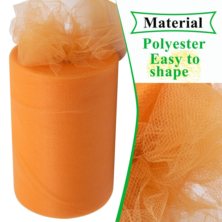 Orange Tulle Fabric Rolls 6 Inch by 100 Yards (300 feet