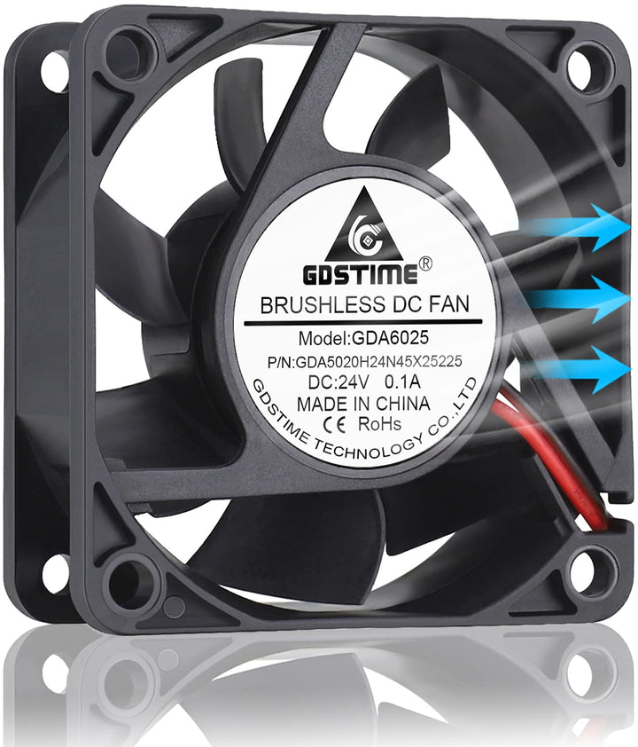 60mm x 60mm x 25mm 6cm 2 Wire Dc 24v Brushless Cooling Fan