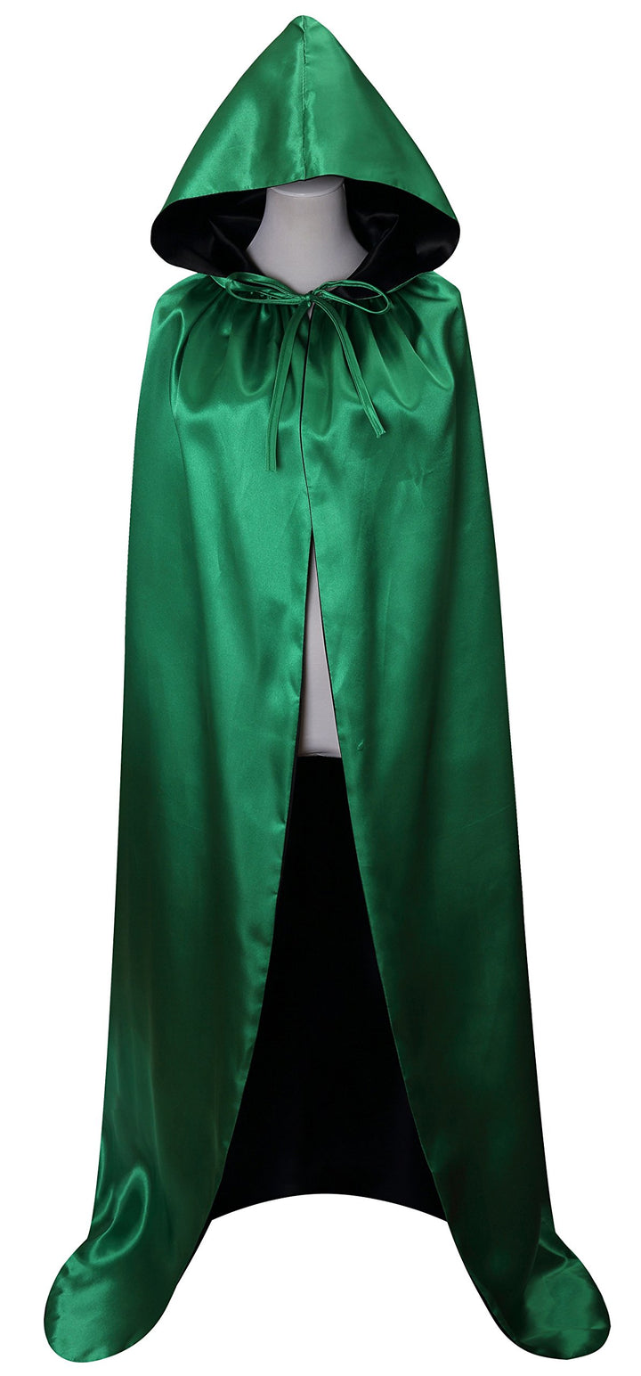 Unisex Christmas Halloween Witch Party Reversible Hooded Adult Vampires Cape Cloak (black/green)