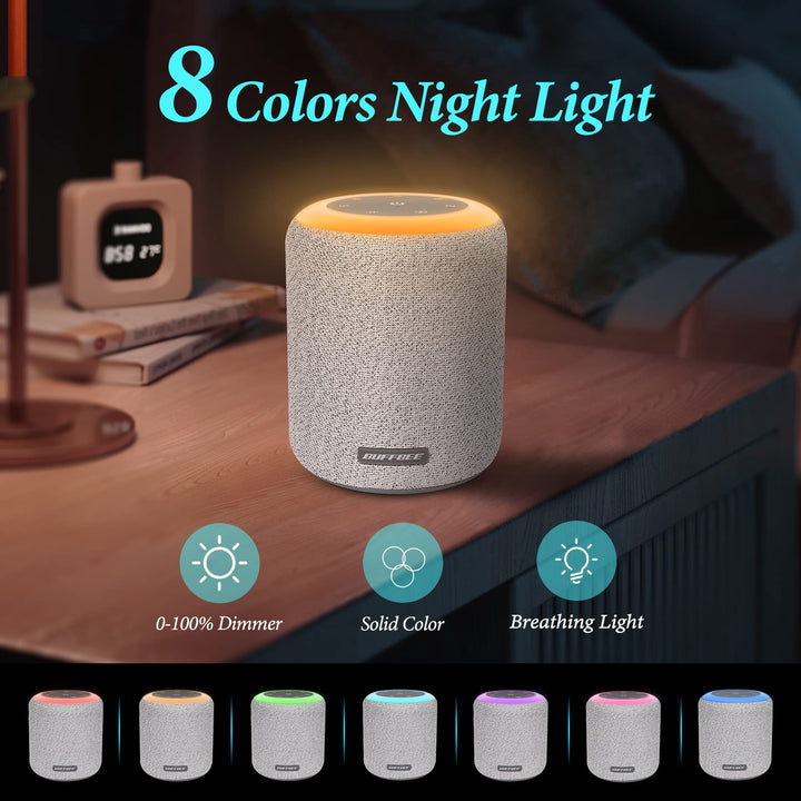 White Noise Sound Machine for Sleeping with 17 Soothing Sounds, 8 Color Night Light, Memory Function, Fabric Design - Noise Maker for Home, Office, Kids and Adults -Light Grey