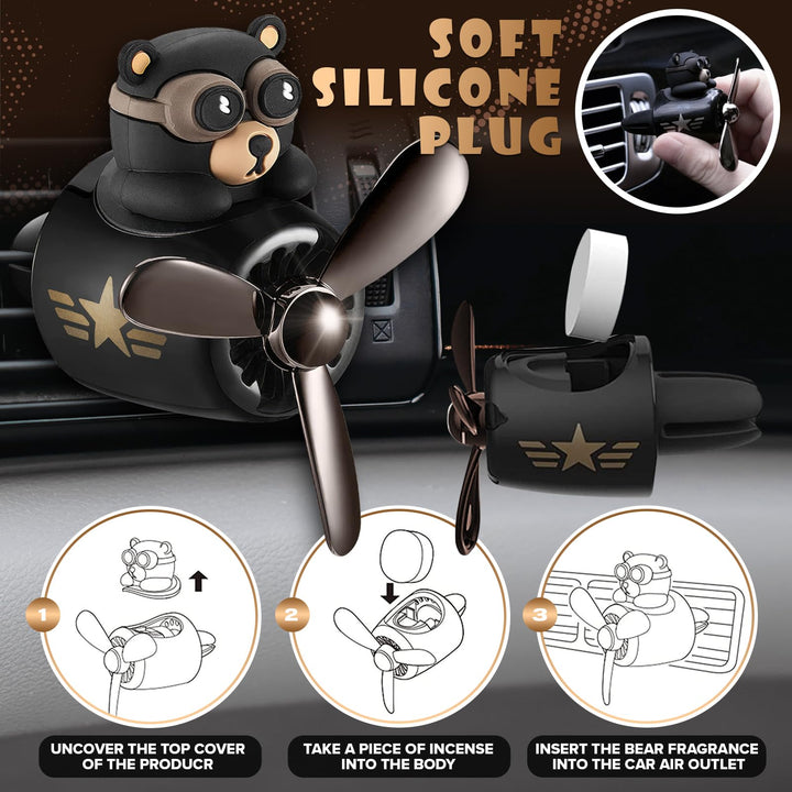 Teddy Pilot Car Air Freshener - Bear Airplane Car Vent 