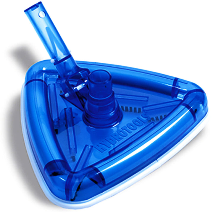 SWIMLINE HYDROTOOLS Manual Pool Vacuum Head Attachment For Inground &amp; Above Ground Pools |Weighted Swimming Pool Vac Head Clear Triangle Shape W/ Bristles| Swivel Hose 1-1/4 or 1-1/2’’| 8145