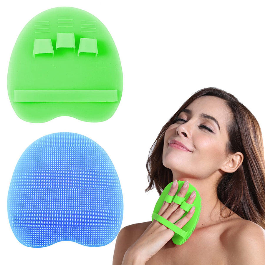 Silicone Body Scrubber Gentle Exfoliating Glove Shower Brush Soft Bristles - Improves Skin's Health and Beauty (Pack of 2)
