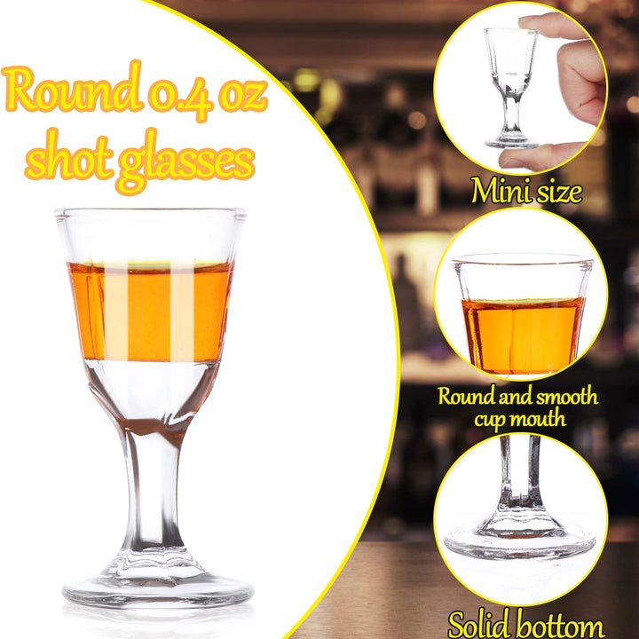 24-Pack Small Mini Shot Glasses 10 ml 0.35oz, Mini Wine Glass Shooters Small Fancy Shot Glasses Super Cute &amp; Elegant