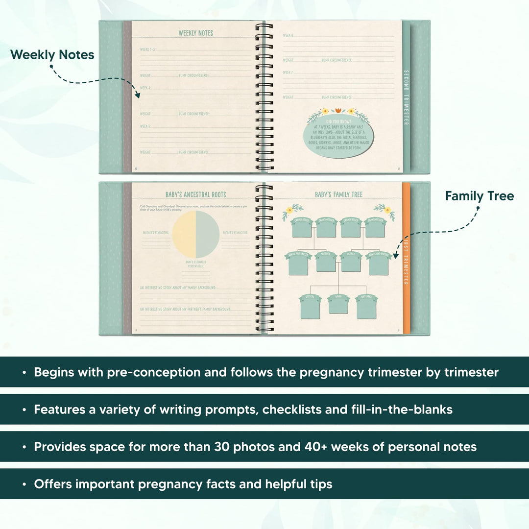 Guided Pregnancy Journal - Bump for Joy - 9 x 9 - Beautifully Illustrated Hardcover Journal with Storage Pockets Creates a Keepsake of Maternity Memories