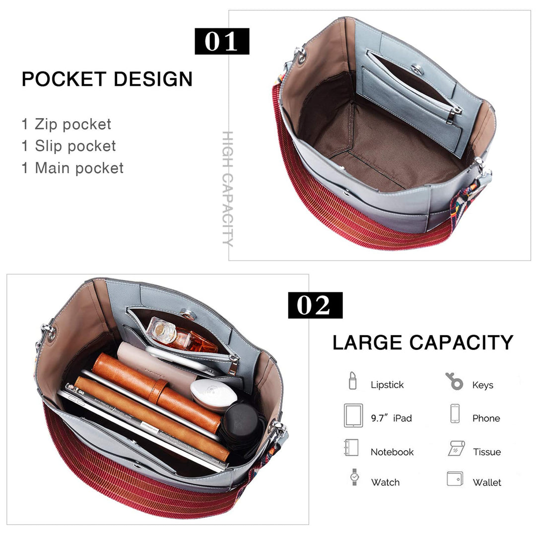 Handbags for Women Leather Hobo Bags Designer Shoulder Bucket Crossbody PurseBlue