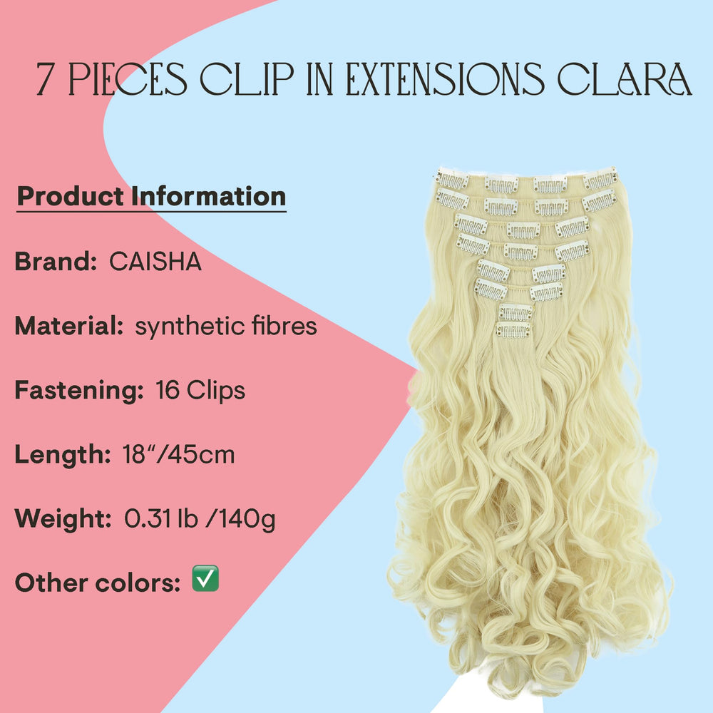Platinum blond # 88 CE8-1 : PRETTYSHOP XXL Full Head Set 7 pcs 24 Clip In Hair Extensions Hairpiece Wavy Heat-Resisting Platinum blond # 88 CE8-1