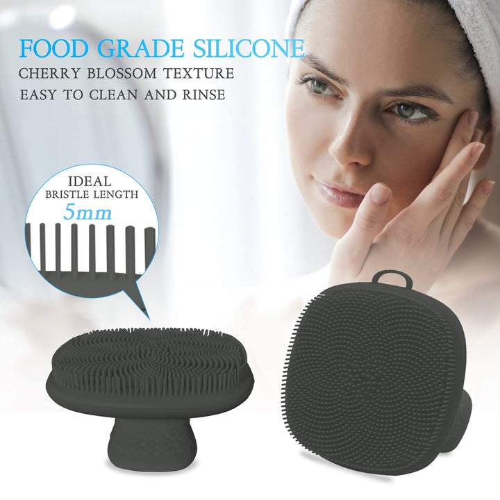 Silicone Face Scrubber Exfoliator Brush, Manual Facial Cleansing Exfoliating Brush, Gentle Face Scrub Wash Brush for Women and Men