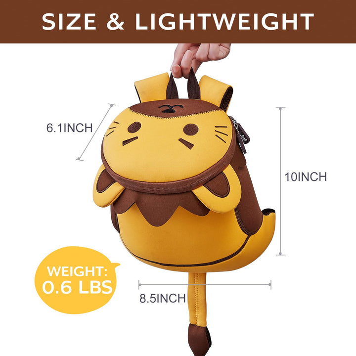 Toddler Backpack Leash, Mini Cute Cartoon Animal, Waterproof Travel Book Bag for Baby Boys Girls 3~6 Years (Lion)