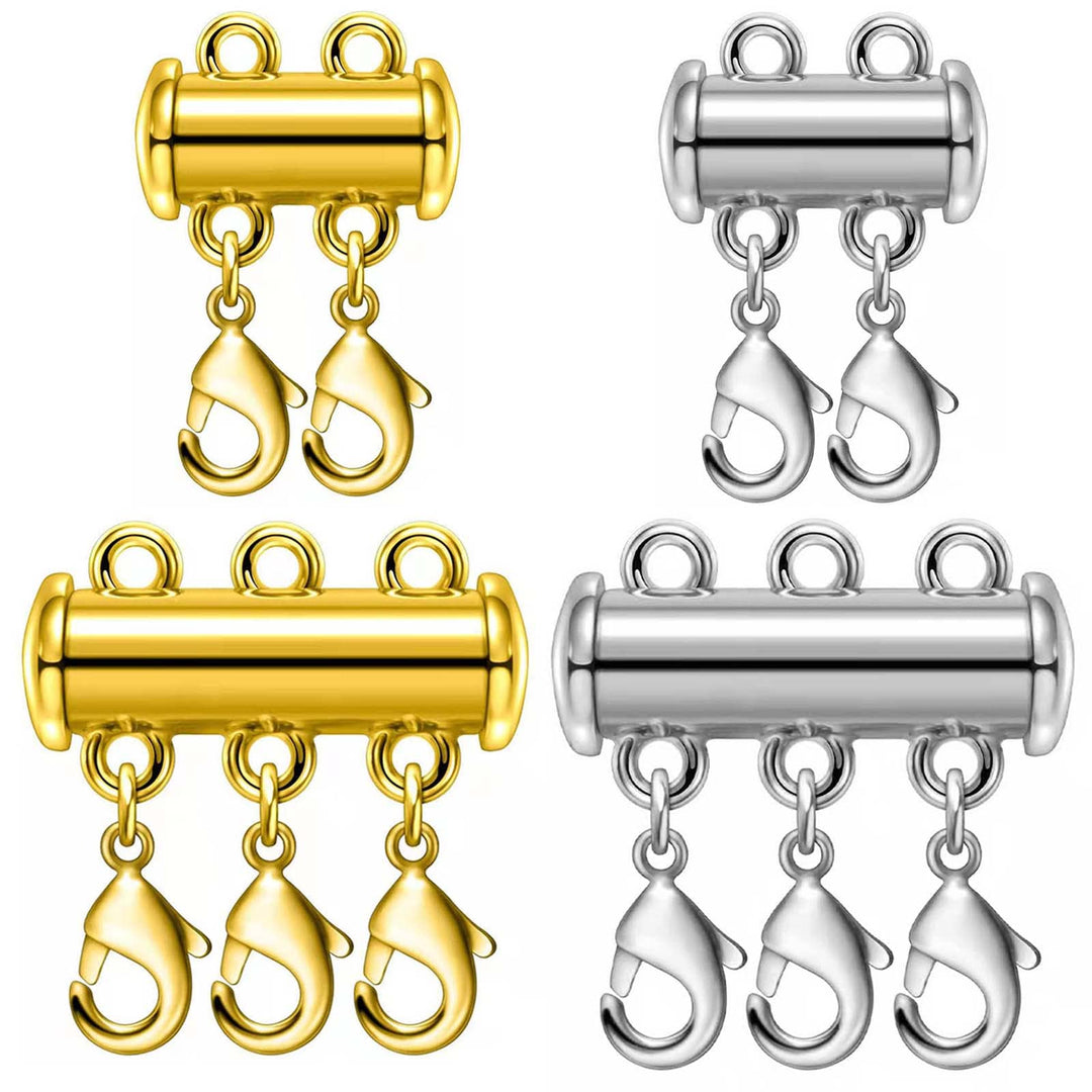 Necklace Layering Clasps Magnetic Slide Lock Clasp Necklace Connector Multi Strands Slide Tube Clasps