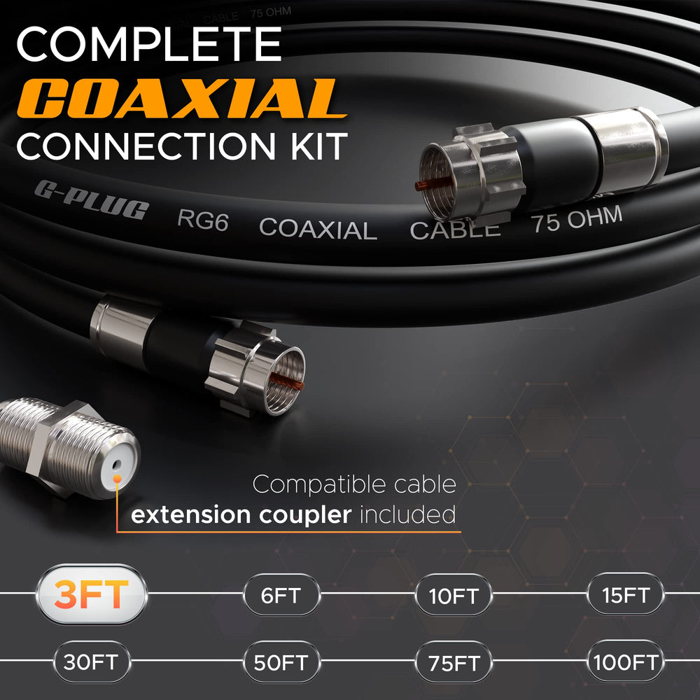 G-PLUG 3FT RG6 Coaxial Cable Connectors Set – High-Spee