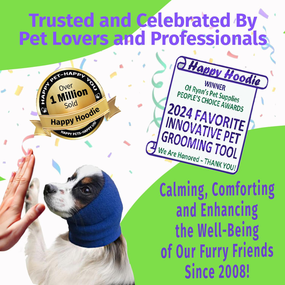 Happy Hoodie The Original Calming Band for Dogs & Cats - Anxiety Relief, Noise Canceling, and Grooming Tool Since 2008 (Large, Black)