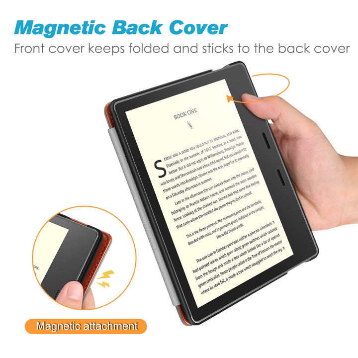 Stand Case for Kindle Oasis (10th/9th Generation, 2019/2017 Release) - Premium PU Leather Sleeve Cover with Card Slot and Hand Strap, Vintage Brown