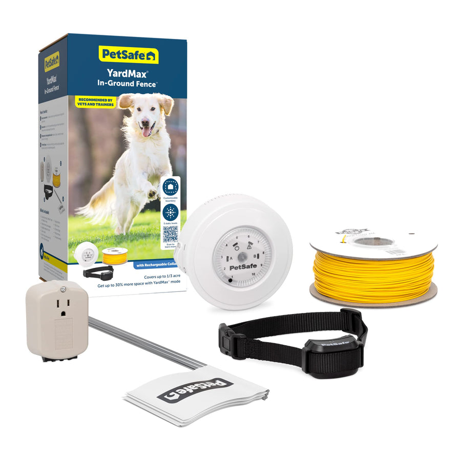 YardMax Rechargeable In-Ground Dog Fence (500 Ft 1/3 Acre), Underground Dog Containment Kit, Covers Up to 10 Acres, Electric Pet Collar, from The Parent Company of Invisible Fence Brand
