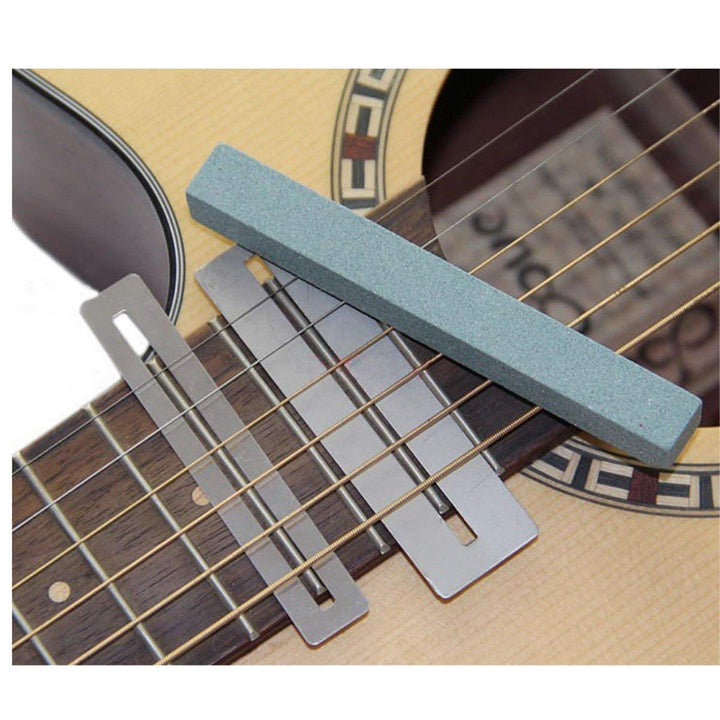 15 Pieces Guitar Radius Gauge Set Including String Action Ruler, 32 Blades Feeler Gauge, Fingerboard Fret Protector Guards and Grinding Stone for Guitar and Bass Setup
