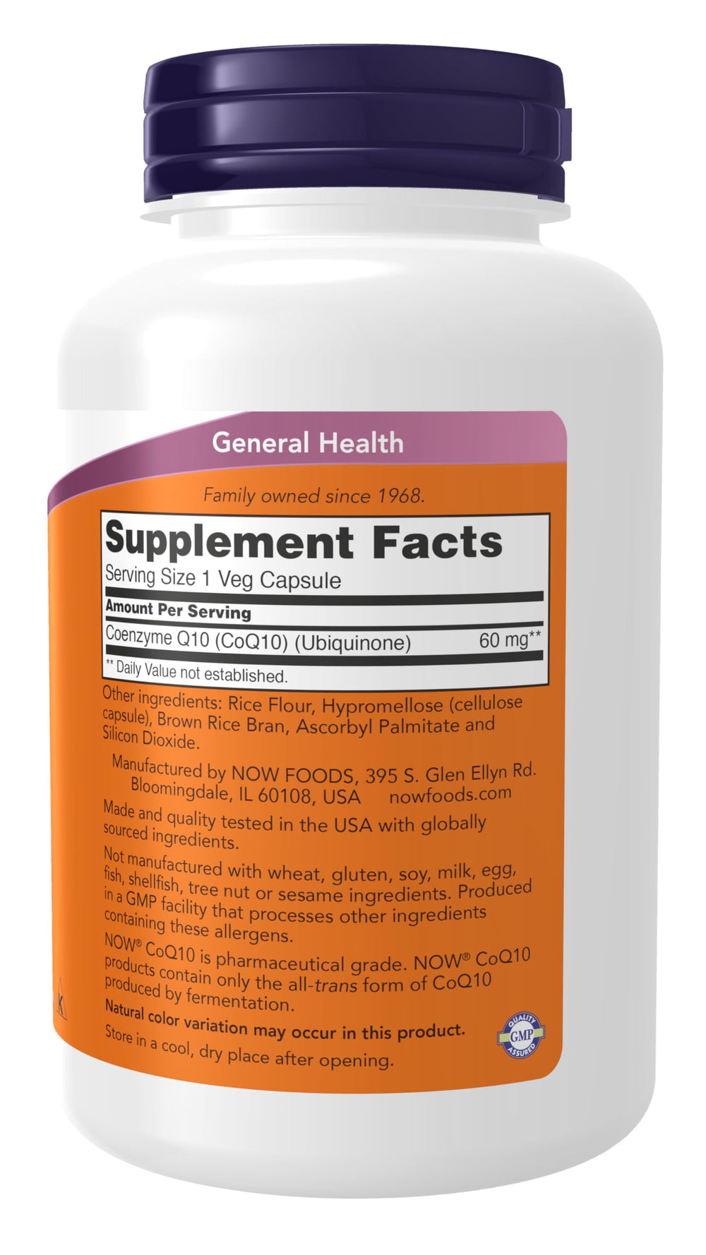 Supplements, CoQ10 60 mg, Pharmaceutical Grade, All-Trans Form of CoQ10 Produced by Fermentation, 180 Veg Capsules
