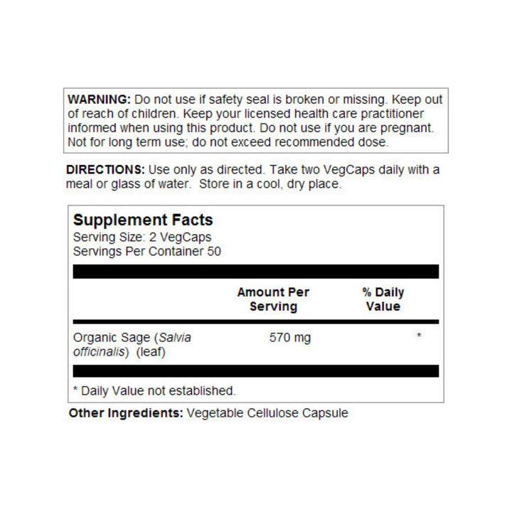SOLARAY Sage Leaf | 570mg per Serving | Healthy Body Od