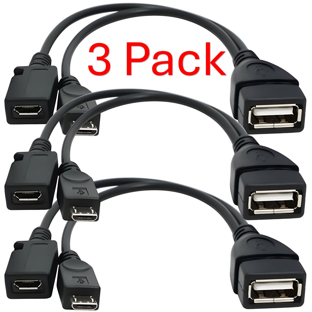 [3 Pack] USB Port Adapter, Micro OTG Cable and Power - Compatible with fireSticks, Streaming Media Devices, Rii and Logitech Keyboards, and Nintendo Switch, SNES, NES Classic