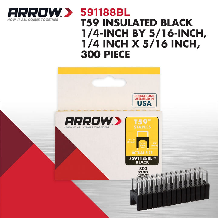 Insulated Staples BLACK/1/4 Inch X 5/16 Inch AD