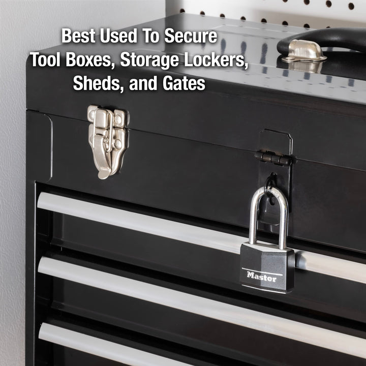 Black Covered Aluminum Lock, Gym Locker Lock with Key, Outdoor Padlock with Long Shackle for Gates, Fences, Toolboxes, and More,141DLF