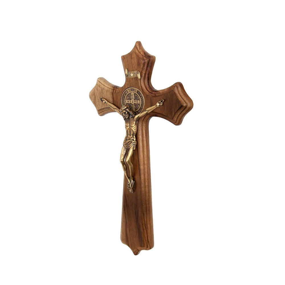 Wall Wood Cross Crucifix (Antique Gold - 10 Inches)