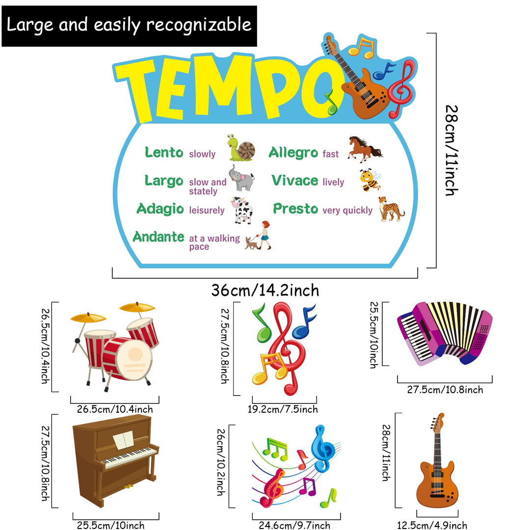 14 Pieces Music Elements Bulletin Board Set Musical Education Posters Music Classroom Decor for Middle School and High School Classroom Decorations or Homeschool Supplies