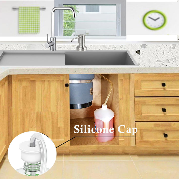 Kitchen Sink Soap Dispenser Brushed Nickel Countertop Soap Dispenser Pump with 47 Extension Tube Kit and 17 Oz Bottle Built in Bathroom Sink Soap Dispenser Dish Soap Pump