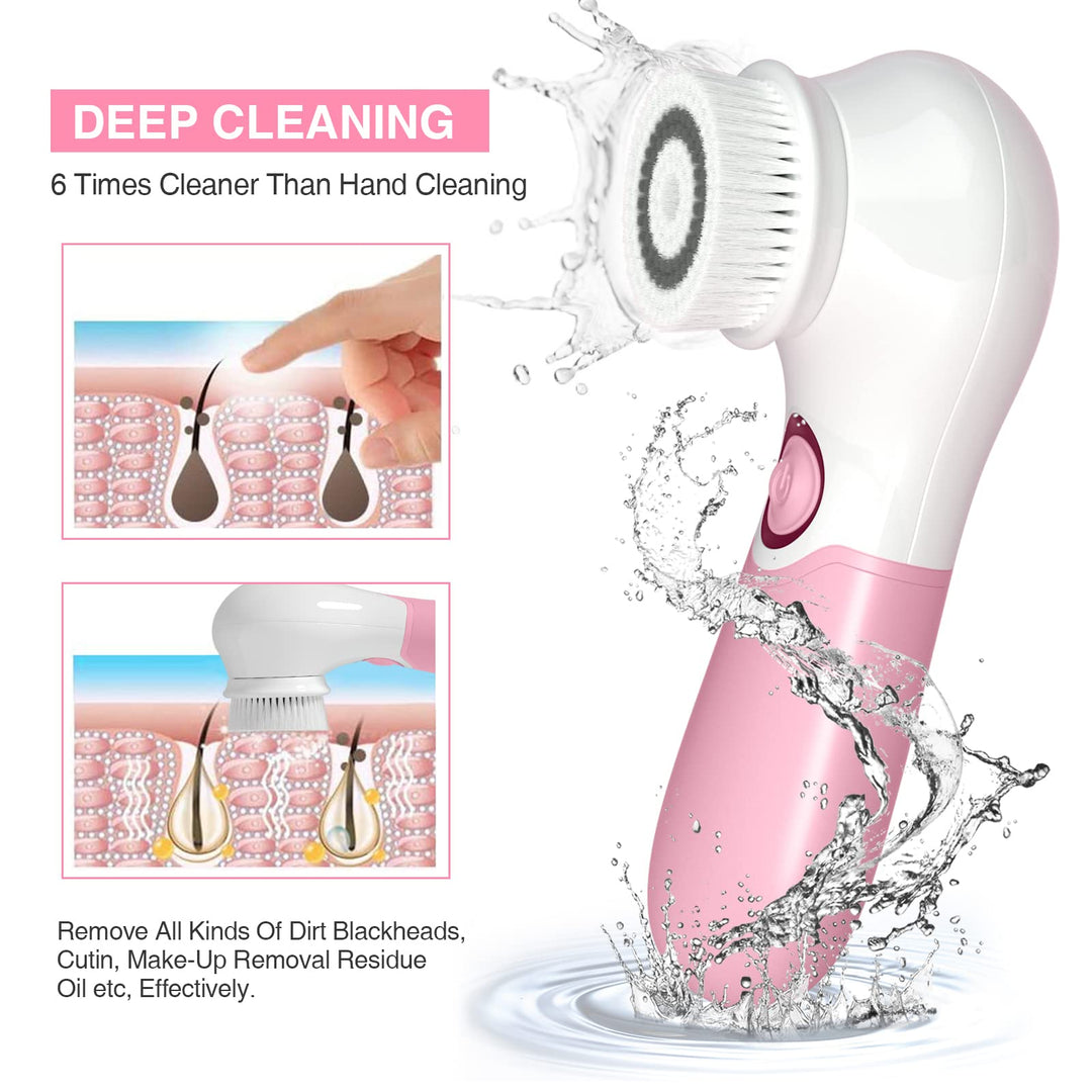 Face Brush Electric Face Cleansing Brush Skin Cleansing Face Scrubber with 3 Brush Heads Spin Brush for Deep Cleansing Exfoliation, Facial Cleanser Brush for Massaging