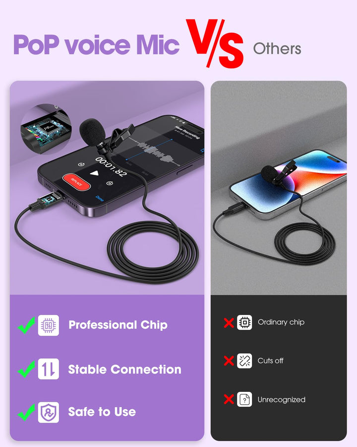 PoP voice Microphone Professional for iPhone Lavalier L