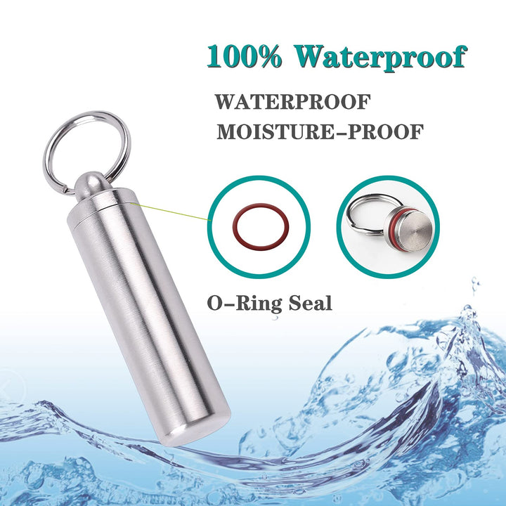 FULLGUEEN Pill Holder Keychain,Portable Waterproof Sing