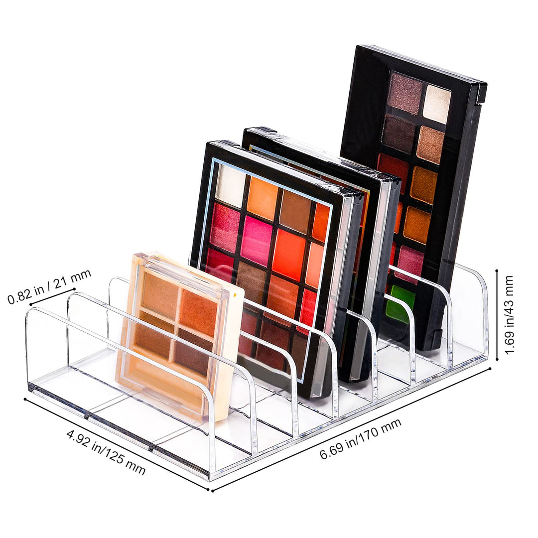 Eyeshadow Palette Makeup Organizer, Acrylic 7-Section Divided Make up Organizers and storage for Bathroom Vanity Countertop, Transparent, L
