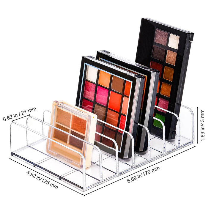 Eyeshadow Palette Makeup Organizer, Acrylic 7-Section Divided Make up Organizers and storage for Bathroom Vanity Countertop, Transparent, L